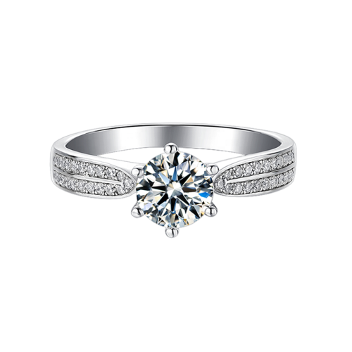 Engagement Crystal Zircon Round Diamond 925 Sterling Silver Jewelry Wedding Ring